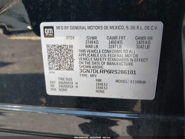 Продажа на аукционе авто 2024 Chevrolet Equinox Ev Lt, vin: 3GN7DLRP6RS286101, номер лота: 45461828
