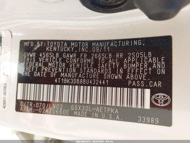 Продаж на аукціоні авто 2011 Toyota Avalon Limited, vin: 4T1BK3DB8BU432441, номер лоту: 45461876