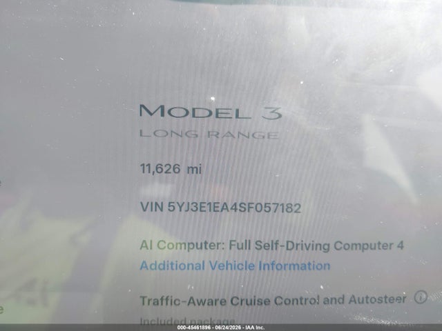 Продаж на аукціоні авто 2025 Tesla Model 3 Long Range Rear-wheel Drive/standard Rear-wheel Drive, vin: 5YJ3E1EA4SF057182, номер лоту: 45461896