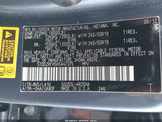 Toyota Highlander Limited 2017 5TDDZRFH5HS447375 Image 9