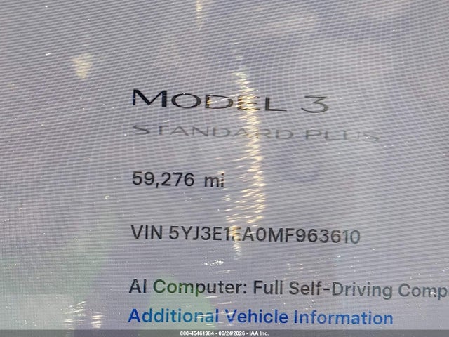 Tesla Model 3 Standard Range Plus Rear-wheel Drive 2021 5YJ3E1EA0MF963610 Image 13