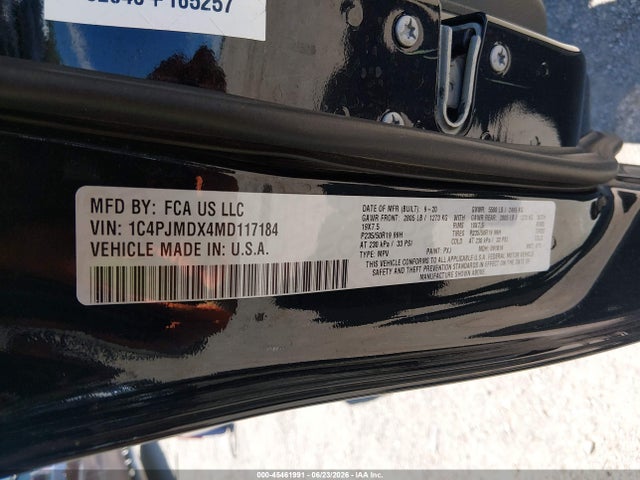 Продаж на аукціоні авто 2021 Jeep Cherokee Limited 4x4, vin: 1C4PJMDX4MD117184, номер лоту: 45461991