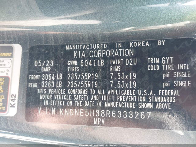 KNDNE5H38R6333267 KIA Carnival Mpv Sx Prestige
