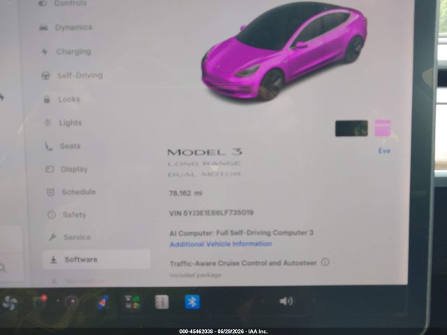 Aukcja sprzedaży 2020 Tesla Model 3 Long Range Dual Motor All-wheel Drive, vin: 5YJ3E1EB6LF735019, numer aukcji: 45462038