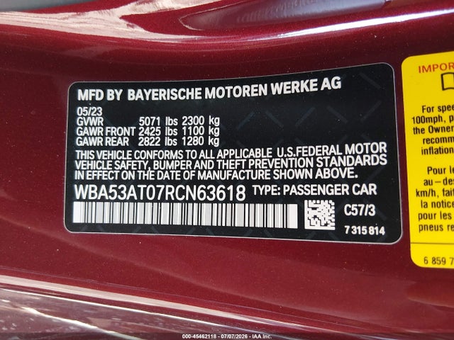 WBA53AT07RCN63618 BMW M440I