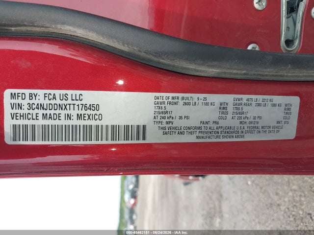 Aukcja sprzedaży 2026 Jeep Compass Trailhawk, vin: 3C4NJDDNXTT176450, numer aukcji: 45462151