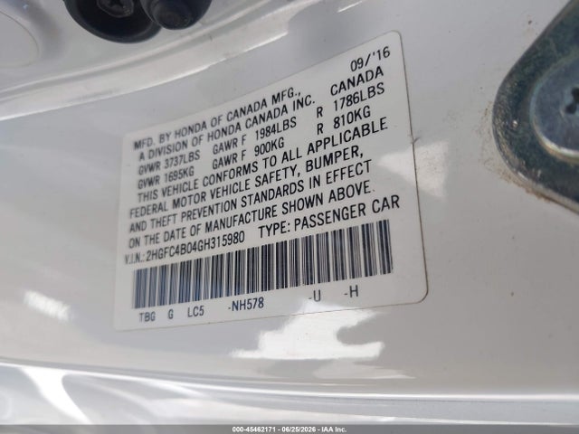 Honda Civic Lx-p 2016 2HGFC4B04GH315980 Image 9