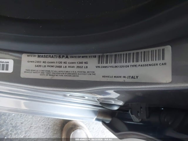 ZAM57YSL8K1325124 Maserati Ghibli S Granlusso