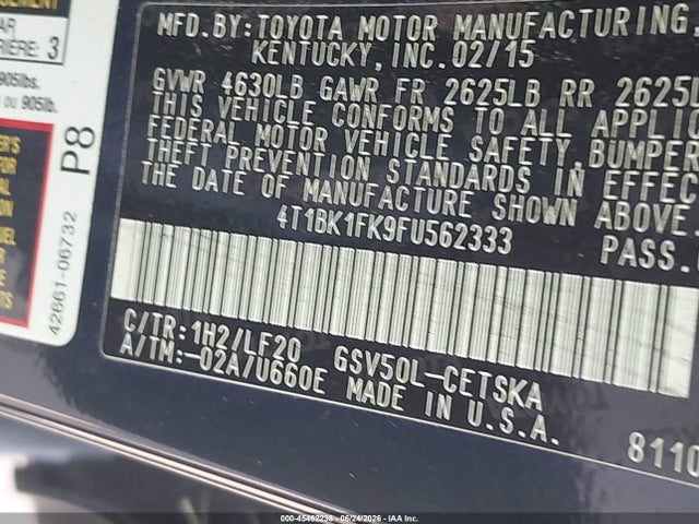 4T1BK1FK9FU562333 Toyota Camry Xse V6