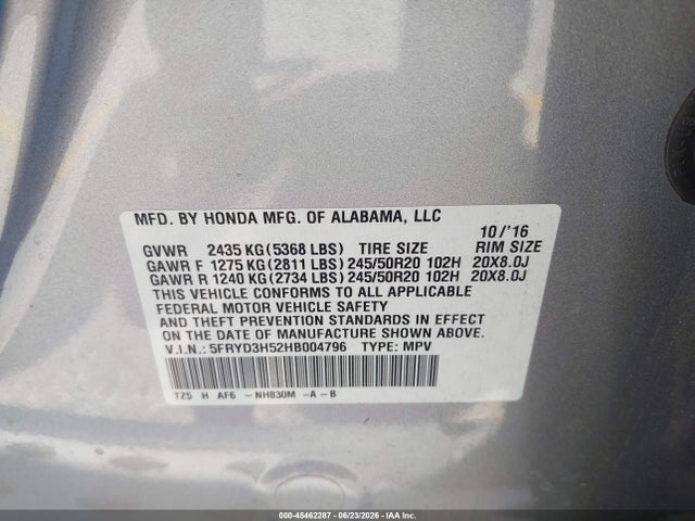 5FRYD3H52HB004796 Acura Mdx Technology Package