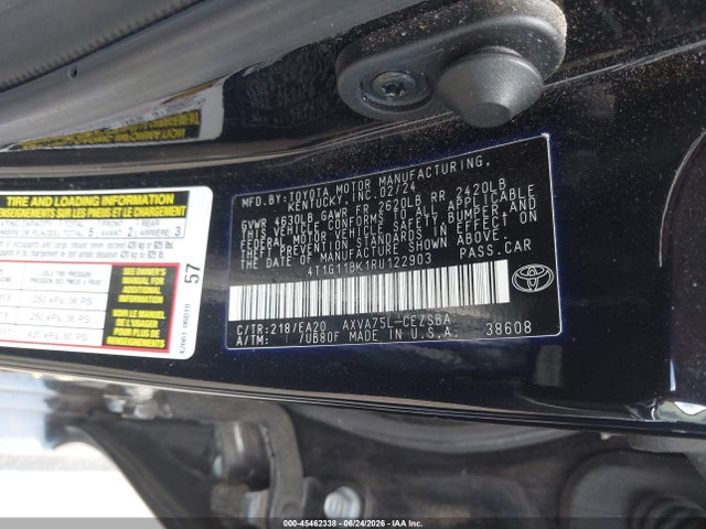 Toyota CAMRY SE 2024 4T1G11BK1RU122903 Image 9