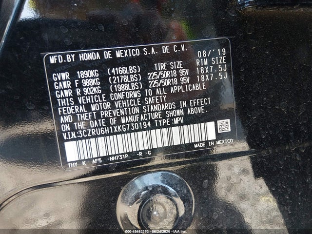 3CZRU6H1XKG730194 Honda HR-V SPORT