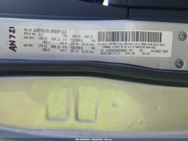 Продажа на аукционе авто 2011 Dodge Durango Crew, vin: 1D4RE4GGXBC650669, номер лота: 45462354