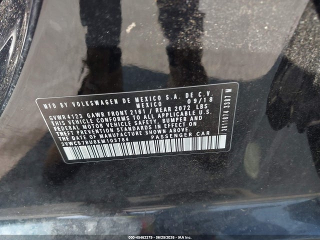 Продаж на аукціоні авто 2019 Volkswagen Jetta 1.4t R-line/1.4t S/1.4t Se, vin: 3VWC57BU8KM103784, номер лоту: 45462379