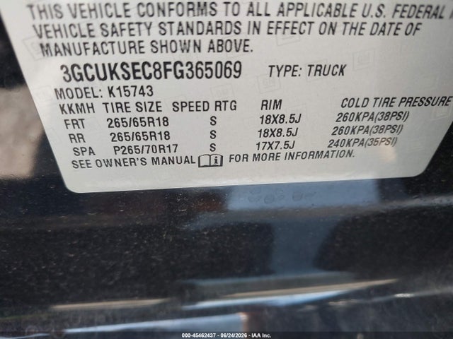 Chevrolet Silverado 1500 Ltz 2015 3GCUKSEC8FG365069 Image 9