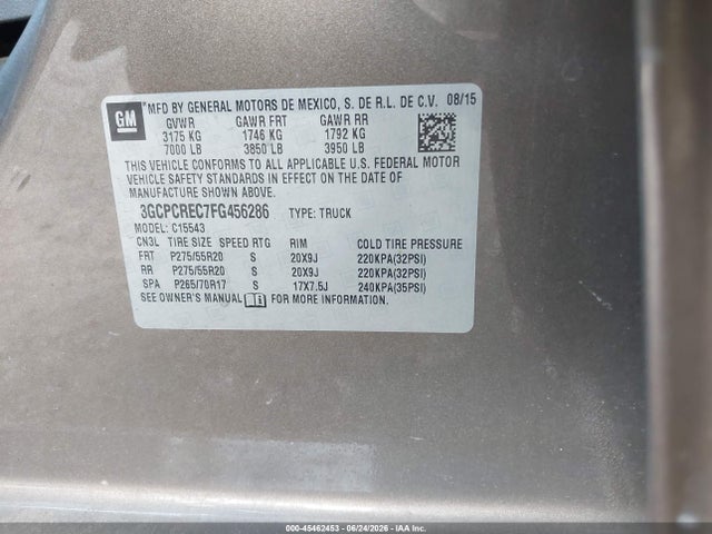 3GCPCREC7FG456286 Chevrolet Silverado 1500 Lt