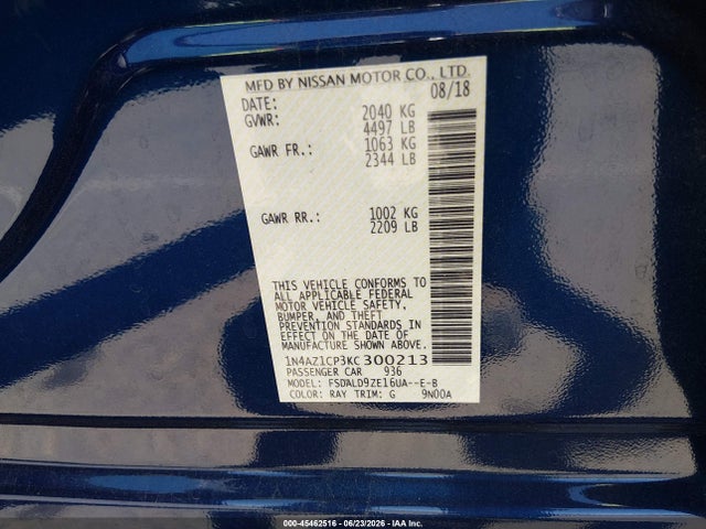Nissan LEAF SV 2019 1N4AZ1CP3KC300213 Image 9
