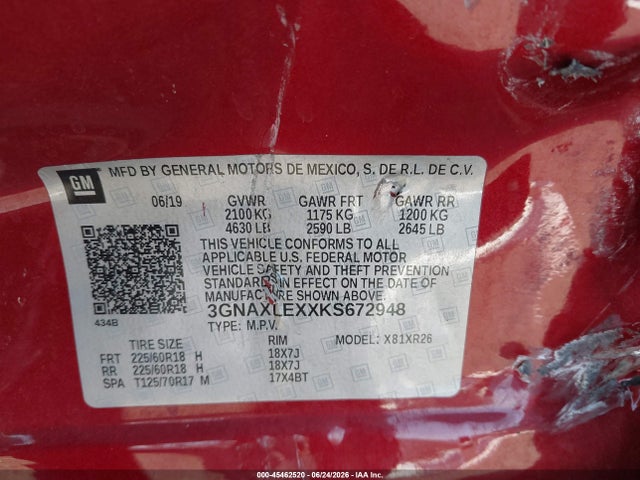 Chevrolet EQUINOX LT 2019 3GNAXLEXXKS672948 Image 9