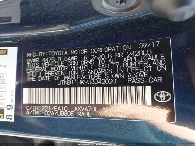 JTNB11HK9J3042020 Toyota CAMRY SE