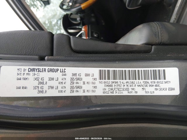 45462532 :رقم المزاد ، 1C4RJFCT6CC161033 vin ، 2012 Jeep Grand Cherokee Overland مزاد بيع