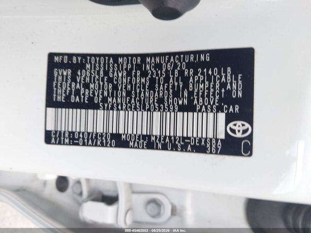 5YFS4RCE5LP053599 Toyota Corolla Se Nightshade Edition