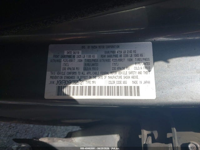 45462591 :رقم المزاد ، JM3KFBCM9K0625721 vin ، 2019 Mazda Cx-5 Touring مزاد بيع