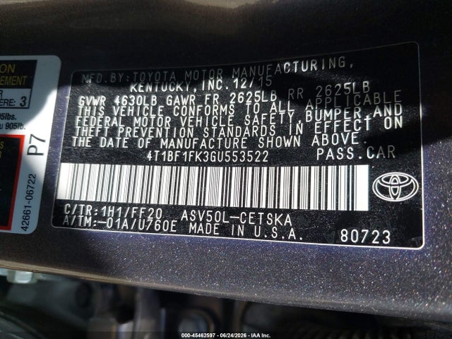 Toyota CAMRY SE 2016 4T1BF1FK3GU553522 Image 9