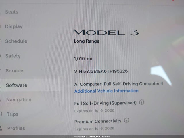 2026 Tesla Model 3 Premium Rear-wheel Drive/rear-wheel Drive მანქანა იყიდება აუქციონზე, vin: 5YJ3E1EA6TF195226, აუქციონის ნომერი: 45462628