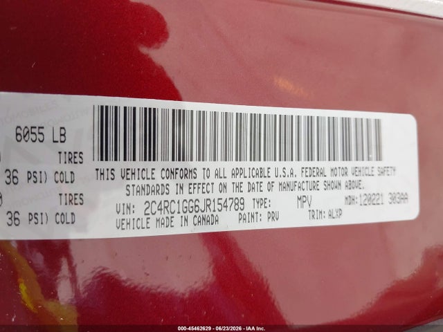 Aukcja sprzedaży 2018 Chrysler Pacifica Limited, vin: 2C4RC1GG6JR154789, numer aukcji: 45462629