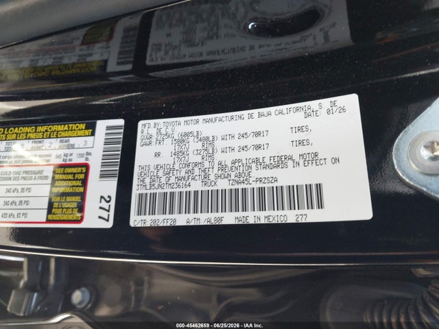 Aukcja sprzedaży 2026 Toyota Tacoma Sr5, vin: 3TMLB5JN2TM236164, numer aukcji: 45462659