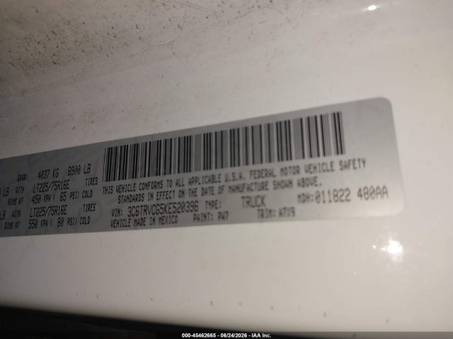 Aukcja sprzedaży 2019 Ram Promaster 2500 High Roof 136 Wb, vin: 3C6TRVCG5KE520396, numer aukcji: 45462665