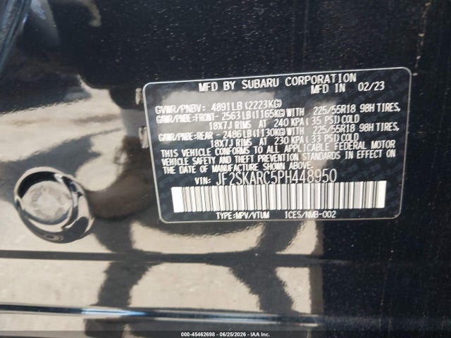 45462698 :رقم المزاد ، JF2SKARC5PH448950 vin ، 2023 Subaru Forester Touring مزاد بيع