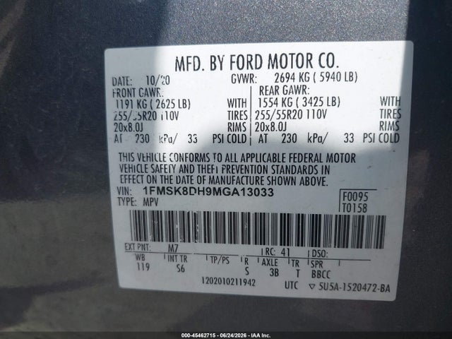 Ford EXPLORER XLT 2021 1FMSK8DH9MGA13033 Image 9