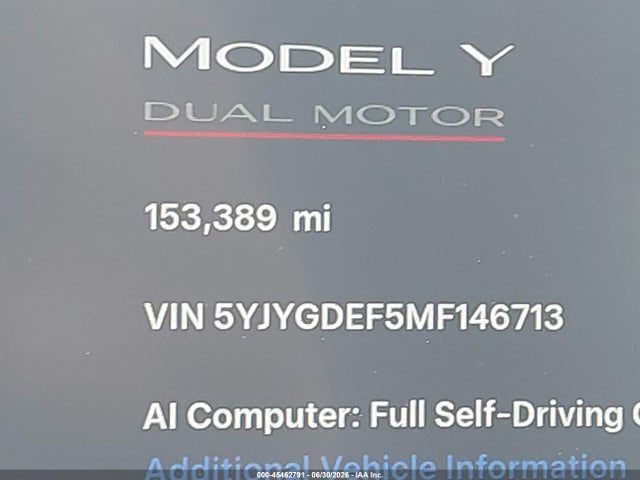 Продаж на аукціоні авто 2021 Tesla Model Y Performance Dual Motor All-wheel Drive, vin: 5YJYGDEF5MF146713, номер лоту: 45462791