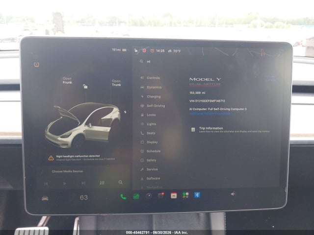 Продаж на аукціоні авто 2021 Tesla Model Y Performance Dual Motor All-wheel Drive, vin: 5YJYGDEF5MF146713, номер лоту: 45462791