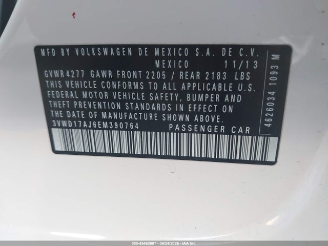 3VWD17AJ6EM390764 Volkswagen Jetta 1.8t Se