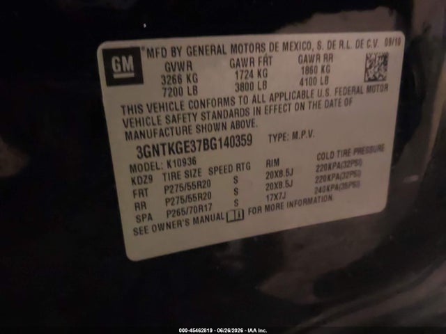 Aukcja sprzedaży 2011 Chevrolet Avalanche 1500 Ltz, vin: 3GNTKGE37BG140359, numer aukcji: 45462819