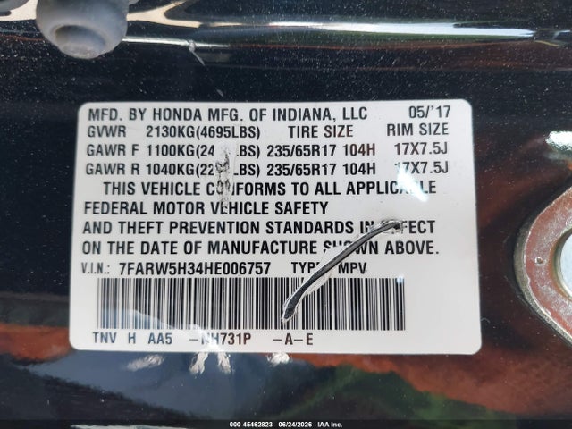 Honda CR-V LX 2017 7FARW5H34HE006757 Image 9