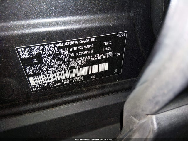 Продажа на аукционе авто 2021 Toyota Rav4 Xle, vin: 2T3P1RFV3MC249172, номер лота: 45462948