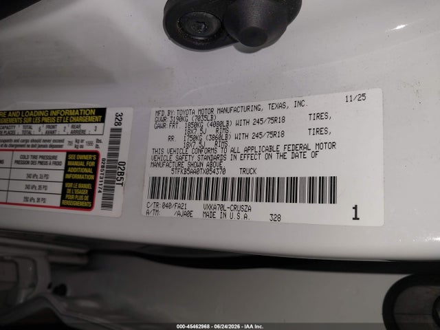 5TFKB5AA0TX054370 Toyota Tundra Sr 6.5&#039; Bed