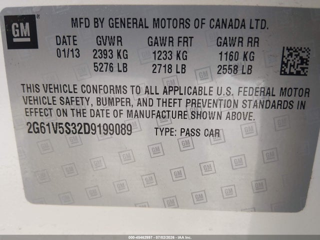 Aukcja sprzedaży 2013 Cadillac Xts Platinum, vin: 2G61V5S32D9199089, numer aukcji: 45462997