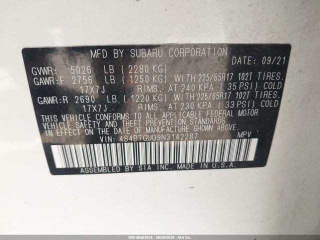 Subaru Outback Wilderness 2022 4S4BTGUD9N3142287 Image 9