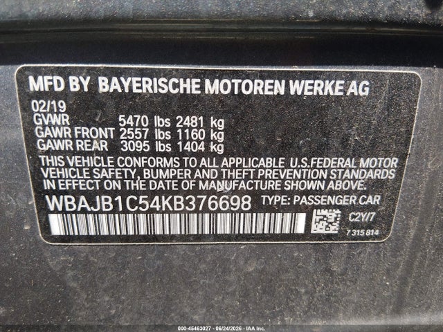 Продажа на аукционе авто 2019 Bmw 530e Xdrive Iperformance, vin: WBAJB1C54KB376698, номер лота: 45463027