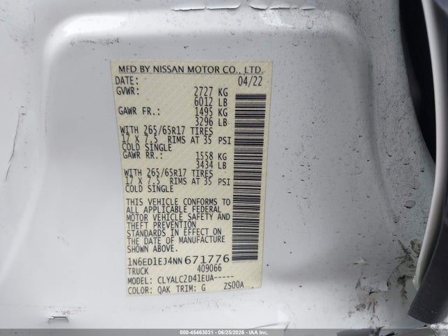 Nissan Frontier Sv 4x2 2022 1N6ED1EJ4NN671776 Image 9