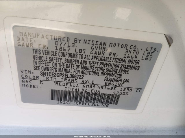 Продажа на аукционе авто 2014 Nissan Versa Note Sv, vin: 3N1CE2CP2EL366722, номер лота: 45463050