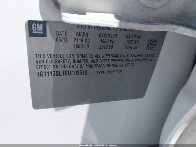 Chevrolet IMPALA 1LT 2014 1G1115SL1EU103619 Image 9