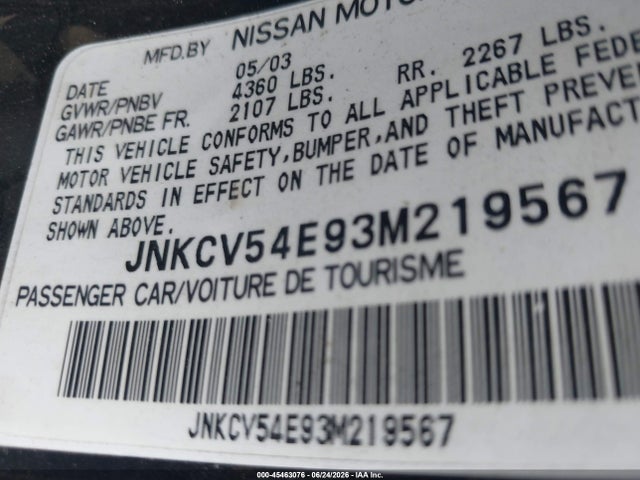 Продажа на аукционе авто 2003 Infiniti G35 Base W/6 Speed Manual, vin: JNKCV54E93M219567, номер лота: 45463076