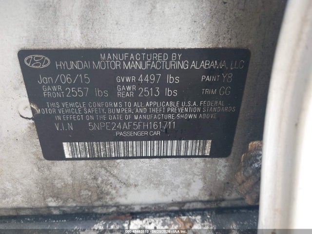 Hyundai SONATA SE 2015 5NPE24AF5FH161711 Image 9