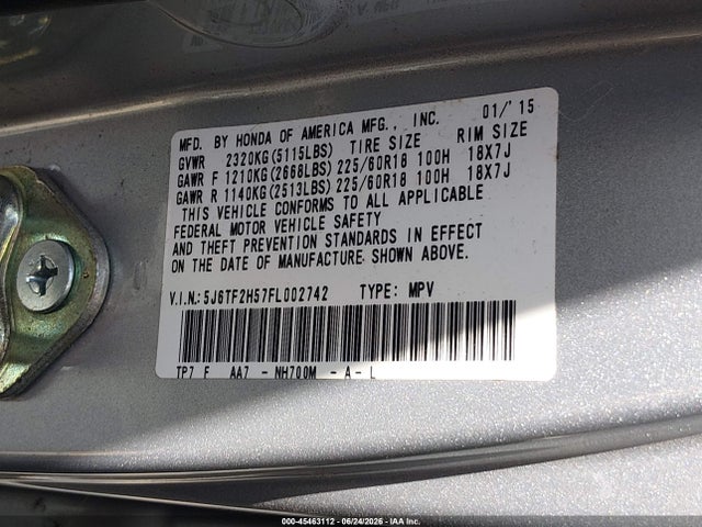 5J6TF2H57FL002742 Honda Crosstour Ex-l V6