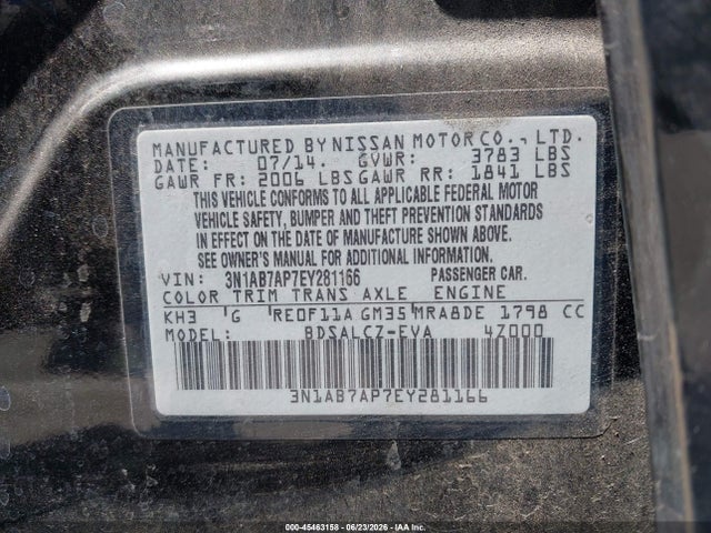 Nissan SENTRA S 2014 3N1AB7AP7EY281166 Image 9